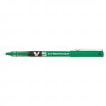 Pilot V5 Hi-Tecpoint Rollerball Pen Liquid Ink 0.5mm Tip 0.3mm Line Green Ref V504 [Pack 12] 003546