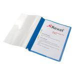Rexel Nyrex Project Flat Bar File Semi-rigid Plastic Clear Front A4 Blue Ref 13045BU [Pack 5] 009719