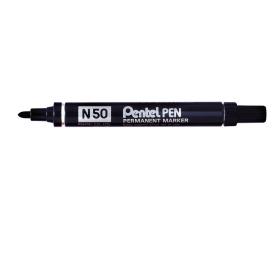 Pentel N50 Permanent Marker Bullet 4.3mm Tip 2.2mm Line Black Ref N50-A Pack of 12 016506