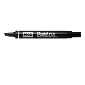 Pentel N60 Permanent Marker Chisel Tip Variable 3.9mm-5.7mm Line Black Ref N60-A Pack of 12 018078