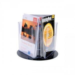 Image of Revolving A4 Leaflet Holder with 3 Pockets Clear DE767YTCRY 019448