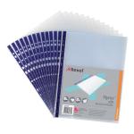 Rexel Nyrex Pocket Reinforced Blue Strip Top-opening 85 Micron A4 Clear Ref 12233 [Pack of 25] 022462