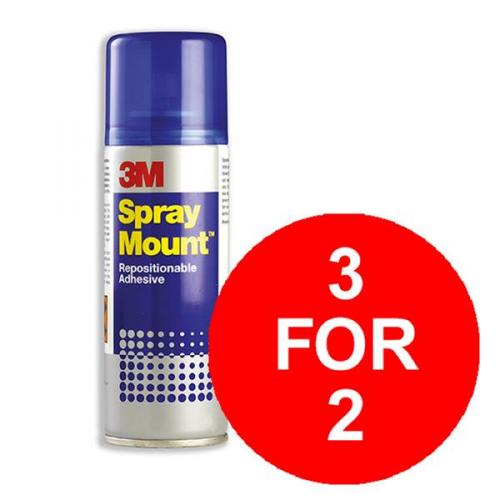 Cheap Stationery Supply of 3M SprayMount (400ml) Adhesive Spray Can CFC-Free Non-staining - OFFER 3 for 2 (Apr-Jun 2016) GS200033016XX Office Statationery