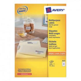 Avery Multipurpose Labels Laser Copier Inkjet 24 per Sheet 70x36mm White Ref 3475 2400 Labels 026723