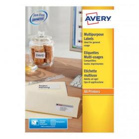 Avery Multipurpose Labels Laser Copier Inkjet 16 per Sheet 105x37mm White Ref 3484 1600 Labels 026731