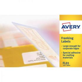 Avery Franking Labels 2 per sheet 140x38mm White Ref FL01 1000 Labels 026758