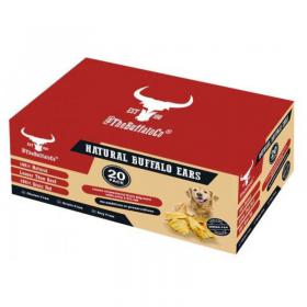 The Buffalo Co: Buffalo Ears Dog Treats 100% Natural Min 5” Long 20 Box 027490