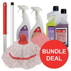 Cheap Stationery Supply of 5 Star Facilities Washroom Cleaning Bundle with Mop/Cloths/Cleaning Fluids Bundle Offer Office Statationery