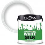 Crown Paint Silk Emulsion Interior Walls and Ceilings Pure Brilliant White 2.5L 039537