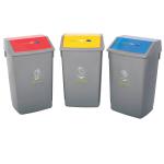 Recycle Bin Kit 3x 60 Litre Bins with Colour Coded Lids Flip Top Ref 505576 [Pack 3] 04186X