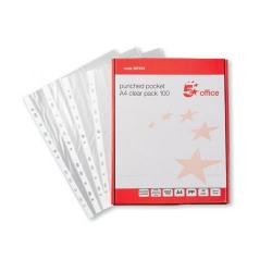 Cheap Stationery Supply of 5 Star Office (A4) Polypropylene Top-Opening 40 micron Punched Pocket (Clear) Pack of 100 *2017 Mailer* 297013-XX333 Office Statationery