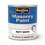 Rustins Masonry Paint Matt White Quick Drying Low Odour 250ml 049866