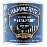 Hammerite Direct to Rust Metal Paint - Smooth Black Finish 250ML, 5084863 050328