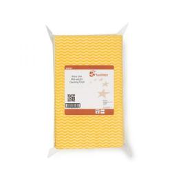 Cheap Stationery Supply of 5 Star Facilities Wavy Line Mid-weight Anti-microbial Cleaning Cloth 40g/m2 50x30cm (Yellow) Pack of 50 *2017 Mailer* 939305-XXX Office Statationery
