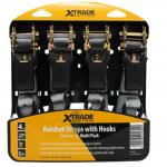 XTrade X0500007 Ratchet Straps with Hooks 25mm x 5m (4 Pack) 059733