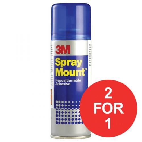Cheap Stationery Supply of 3M SprayMount (400ml) Adhesive Spray Can CFC-Free Non-staining - OFFER 2 for 1 (Jul-Sep 2017) GS200033016-XX807 Office Statationery