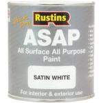 Rustins All Surface All Purpose Paint ASAP Satin White 1 Litre 070938