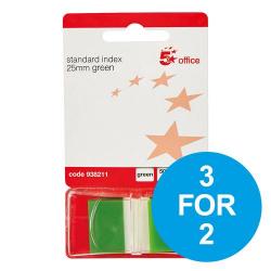 Cheap Stationery Supply of 5 Star Office Standard Index Flags 50 Sheets per Pad 25x45mm Green Pack of 5 3 for 2 Nov 2018 Office Statationery