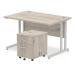 Trexus Cantilever Desk 1200x800 & 2 Drawer Pedestal Grey Oak [Bundle Offer] Feb-Apr 2020