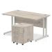 Trexus Cantilever Desk 1400x800 & 2 Drawer Pedestal Grey Oak [Bundle Offer] Feb-Apr 2020
