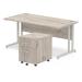 Trexus Cantilever Desk 1600x800 & 2 Drawer Pedestal Grey Oak [Bundle Offer] Feb-Apr 2020