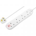 Masterplug Four Socket Power Surge Protected Extension Lead, 4 Metres, White 083204