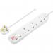 Masterplug Four Socket Power Surge Protected Extension Lead, 4 Metres, White 083204