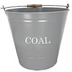 Manor Stylish 30cm Fireside Coal Bucket Grey Wooden Handle. 083220