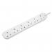 Masterplug Six Socket Extension Lead, 2 Metre, White 087015