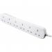 Masterplug Six Socket Extension Lead, 2 Metre, White 087015