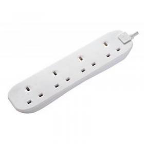 Masterplug Four Socket Long Extension Lead, 1 Metre, White 087049