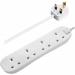 Masterplug Four Socket Long Extension Lead, 1 Metre, White 087049