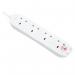 Masterplug Four Socket Power Surge Protected Extension Lead, 2 Metres, 25 X 5.5 X 3 Cm, White 087106