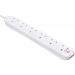 Masterplug Six Socket Power Surge Protected Extension Lead, 2 Metres, White 087114