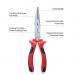 Hilka 8inch Soft Grip Longnose Precision Carbon Steel Pliers 093575