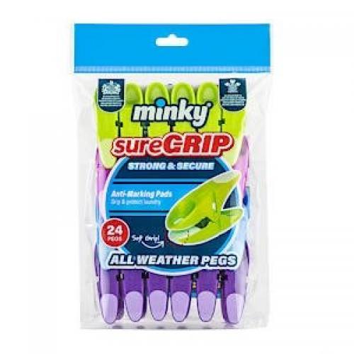 Minky Suregrip Pegs, Assorted Color, Pack Of 24 099507
