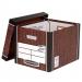Fellowes Bankers Box Premium PRESTO Tall Stackable Storage Box Woodgrain with Lift off Lid Pack of 10 7260503