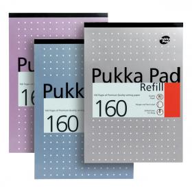Pukka Pad Refill Pad Headbound 80gsm Ruled Margin Punched 4 Holes 160pp A4 Assorted Ref REF80/1 [Pack 6] 100795