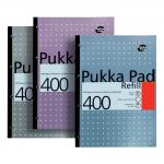 Pukka Pad Refill Pad Sidebound 80gsm Ruled Margin Punched 4 Holes 400pp A4 Assorted Ref REF400 [Pack 5] 100796