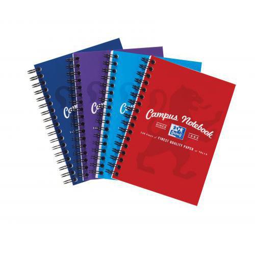 Oxford Campus Pastel A4 Wirebound Notebook Pack of 3
