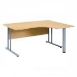 Sonix Office Furniture Style (160 x 120cm) Corner Left-Hand Desk (Maple) with Silver Frame 100867