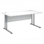 Sonix Office Furniture Style (160 x 80cm) Rectangular Desk (White) with Silver Frame 100891