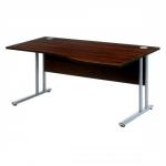 Sonix Office Furniture Style (160 x 100cm) Wave Right-Hand Desk (Walnut) with Silver Frame 100909