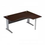 This image features a Sonix Office Furniture Premier Corner Right-Hand Desk in Walnut. The desk measures 160 x 120cm and is perfect for any modern office setting. Its sleek design and spacious work surface make it a practical choice for any busy workspace. The desk is crafted with high-quality materials and is both stylish and functional.