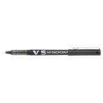 Pilot V5 Hi-Tecpoint Rollerball Pen Liquid Ink 0.5mm Tip 0.3mm Line Black Ref V501 [Pack 12] 10154X
