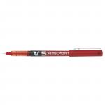 Pilot V5 Hi-Tecpoint Rollerball Pen Liquid Ink 0.5mm Tip 0.3mm Line Red Ref V502 [Pack 12] 101566