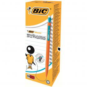 Bic Matic Strong Mechanical Pencil Built-in Eraser 3 x HB 0.9mm Ultra Solid Lead Ref 892271 Pack of 12 102475