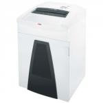 This picture shows a sleek white and black HSM Securio P36 document shredder with a strip cut of 3.9mm. With a capacity of 145L and a level 2 security rating, it is a powerful tool for disposing of sensitive documents.