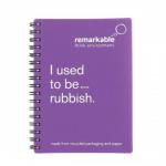 Remarkable (A6) Recycled Packaging Wirebound Ruled Notepad (Purple) pack of 5 7101-0030-009