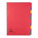 Elba Heavyweight Subject Dividers 10-Part Card Multipunched 220gsm A4 Assorted Ref 400007513 104169